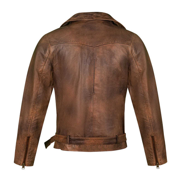 BLENDED MALT BROWN BIKER LEATHER JACKET