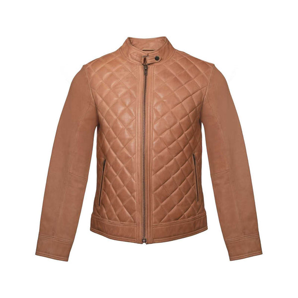 SINGLE MALT PEACH QUILTED LEATHER JACKET