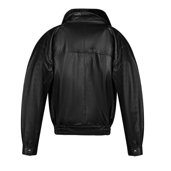 HIGHBALL BLACK LEATHER JACKET WITH FAUX FUR LINING