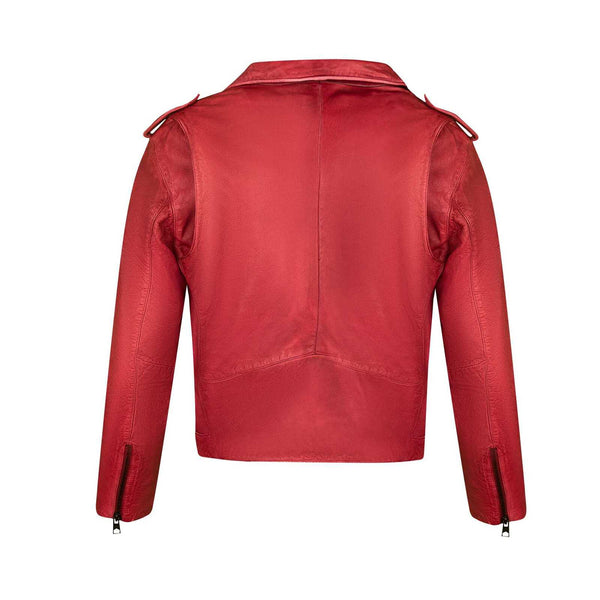 STORM RIDER RED BIKER LEATHER JACKET