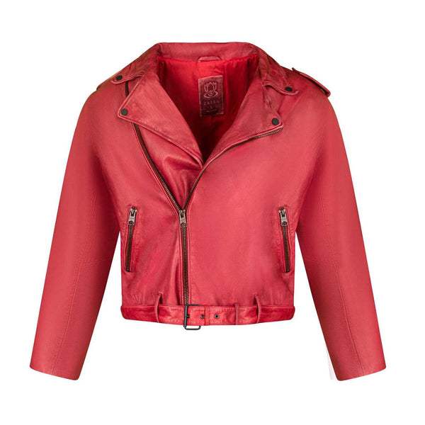 STORM RIDER RED BIKER LEATHER JACKET