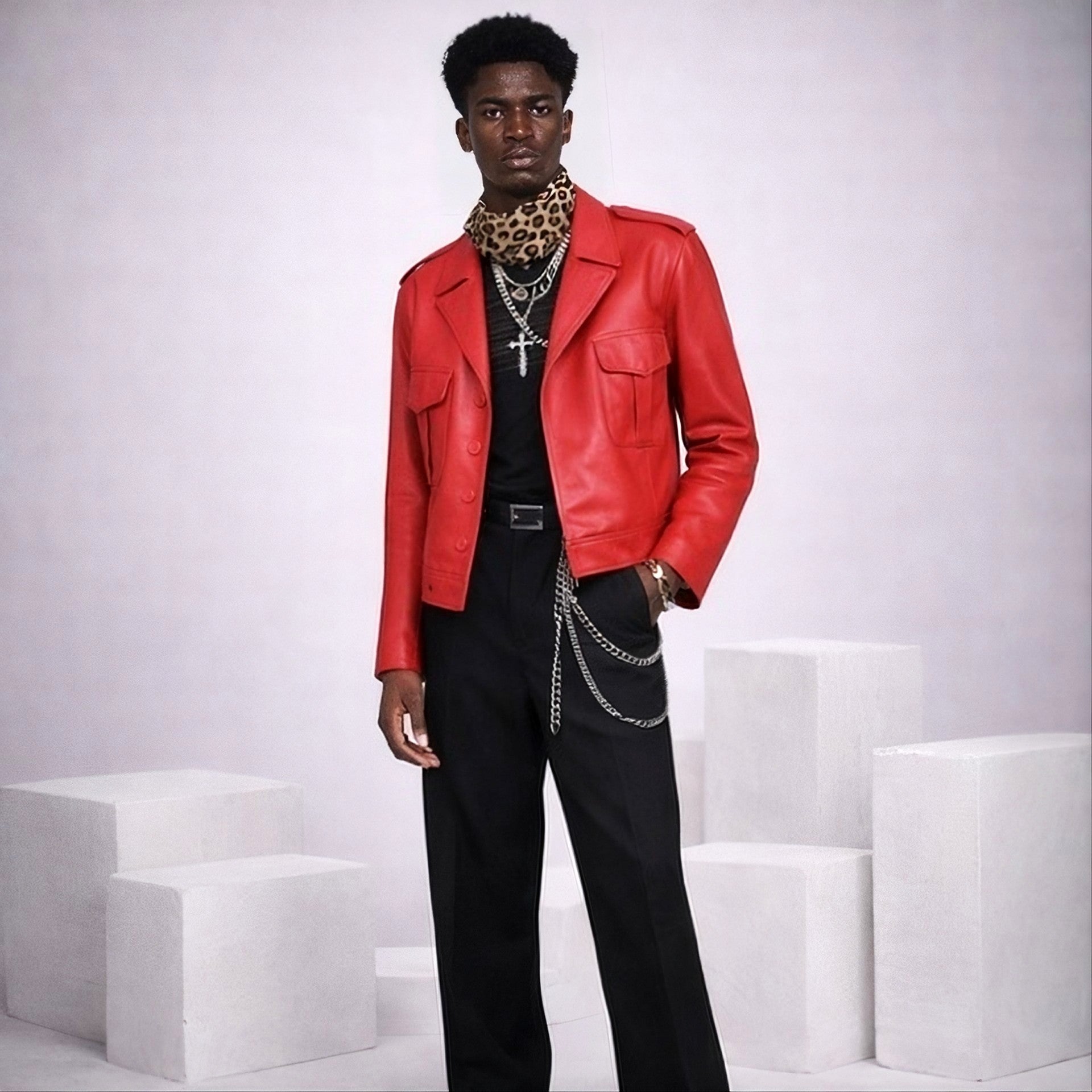 ENTICER RED UNIFORM LEATHER JACKET