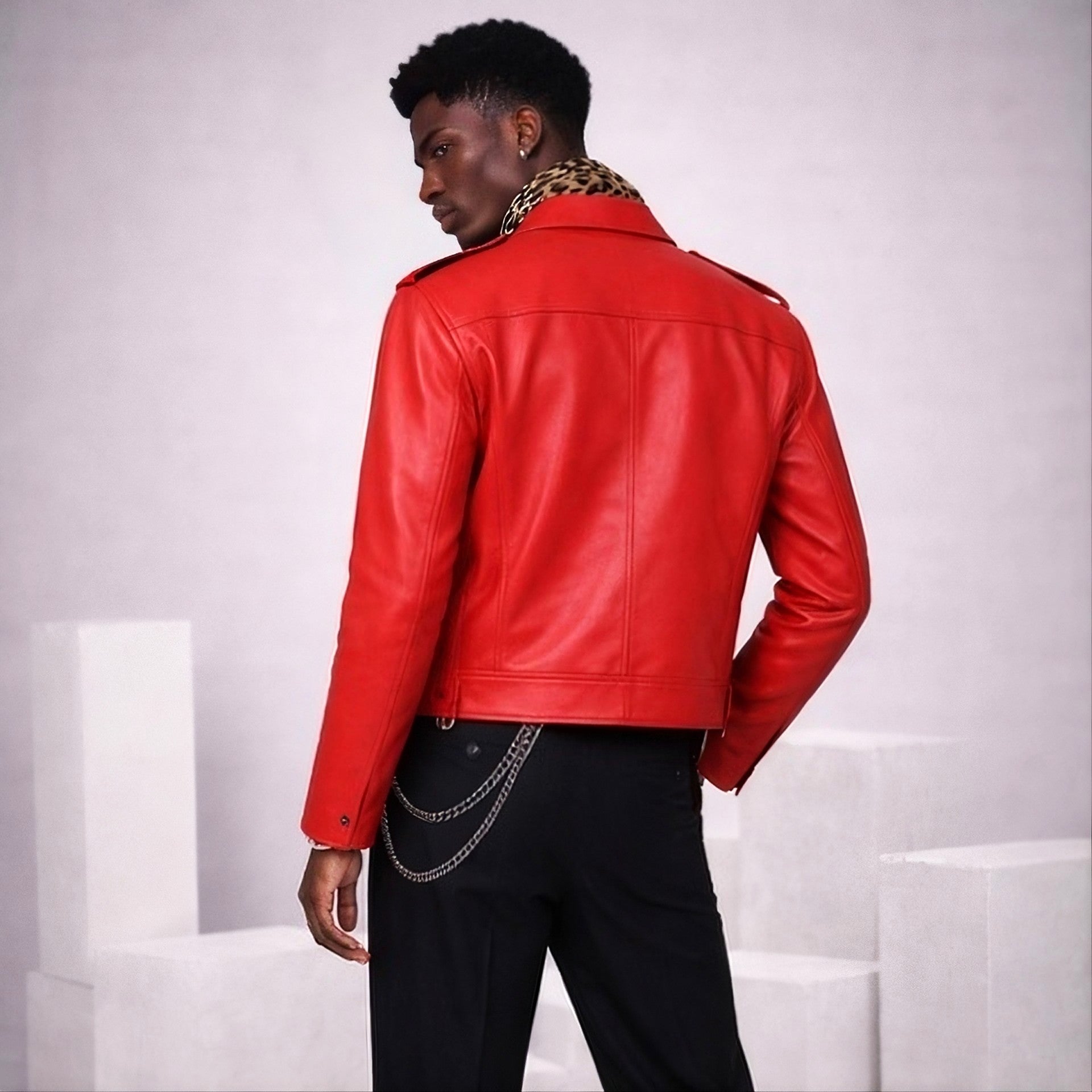 ENTICER RED UNIFORM LEATHER JACKET