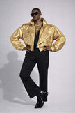 Golden Galaxy Men Leather Oversized Bomber Jacket