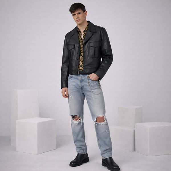 ENTICER BLACK UNIFORM LEATHER JACKET