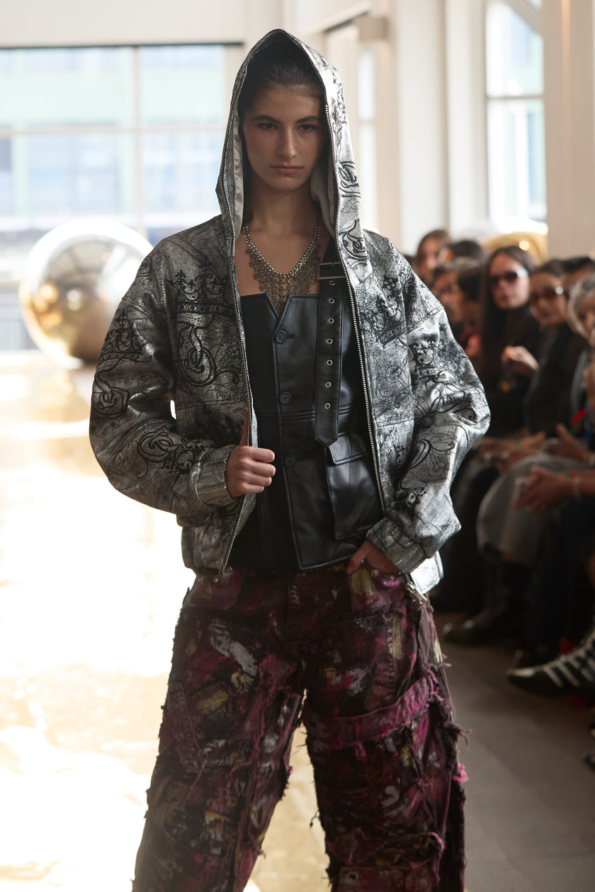 Wearable Ruins Pink Wide Leg Denim Pants Three