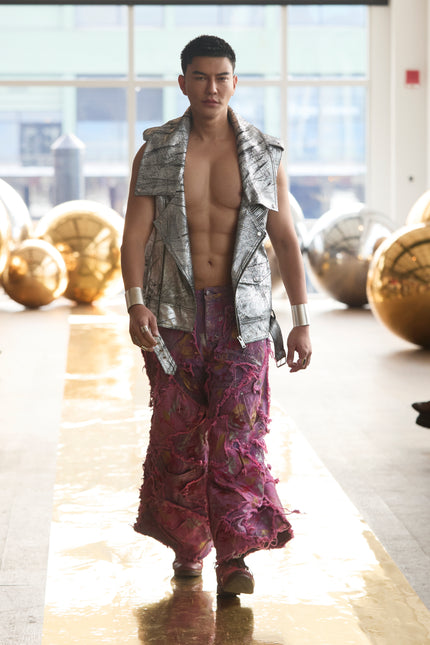 Wearable Ruins Pink Wide Leg Denim Pants One