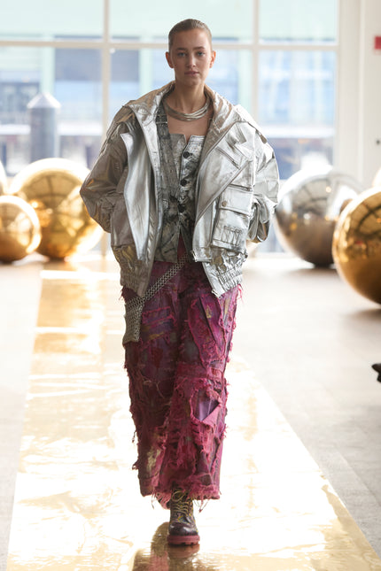 Wearable Ruins Pink Wide Leg Denim Pants Five