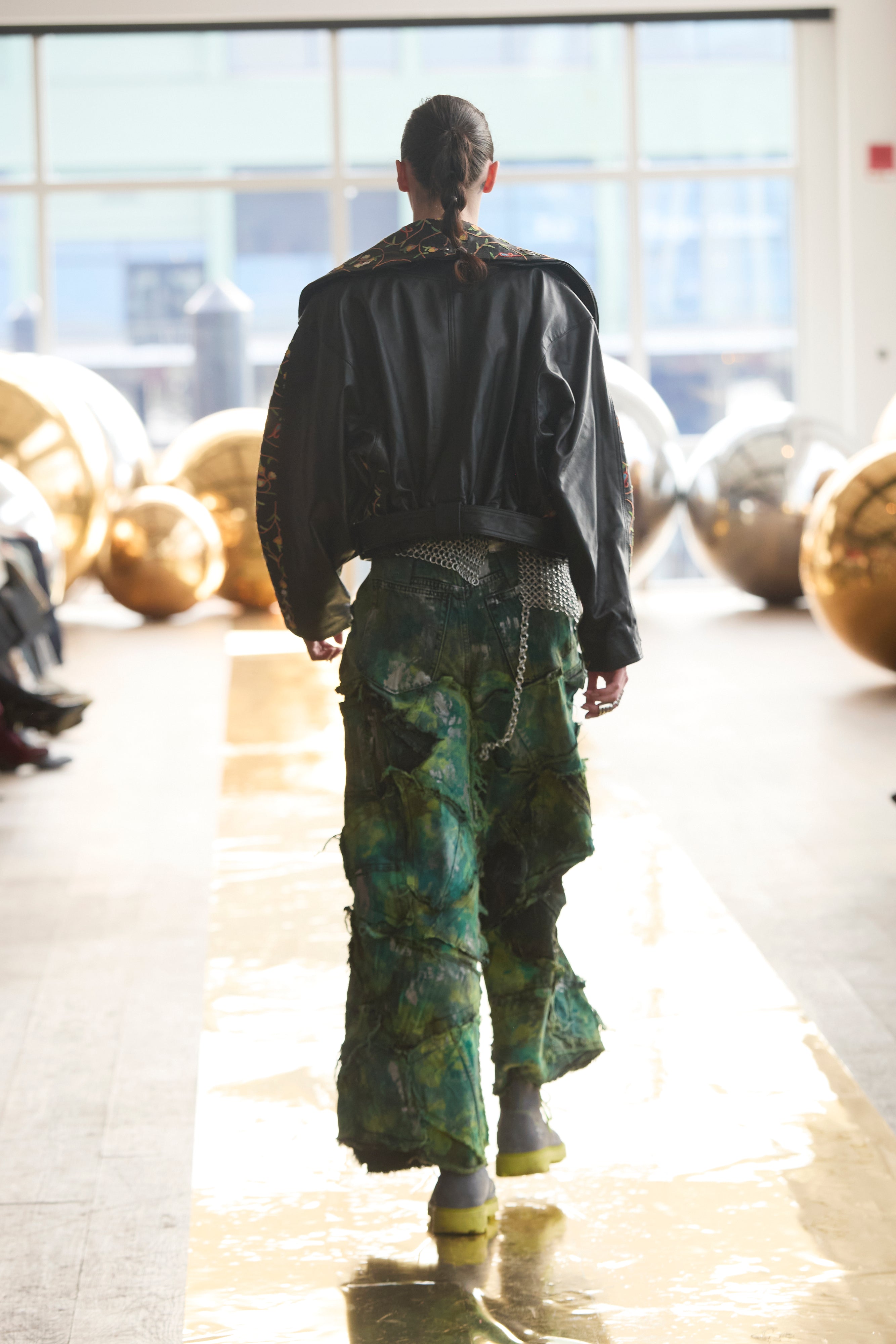 Wearable Ruins Green Shredded Wide Leg Pants B