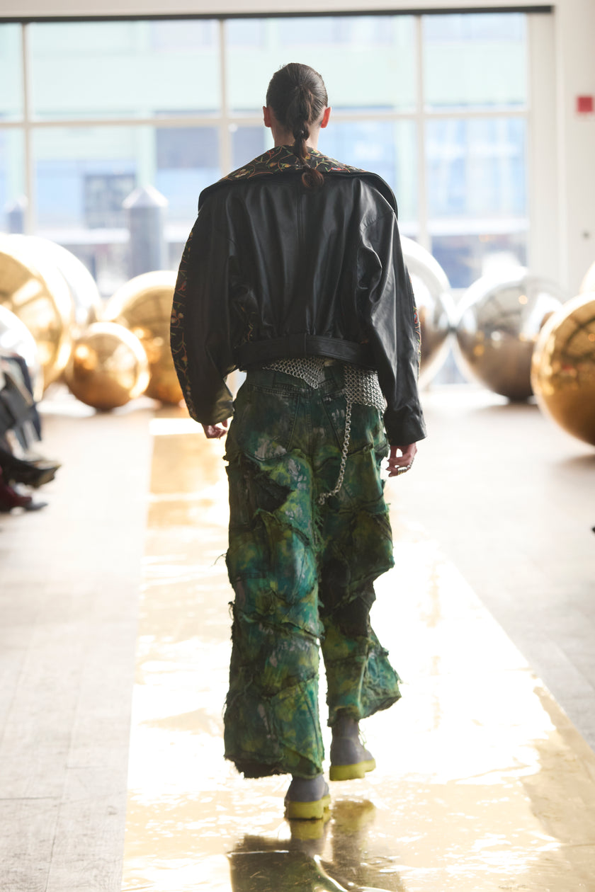 Wearable Ruins Green Shredded Wide Leg Pants B