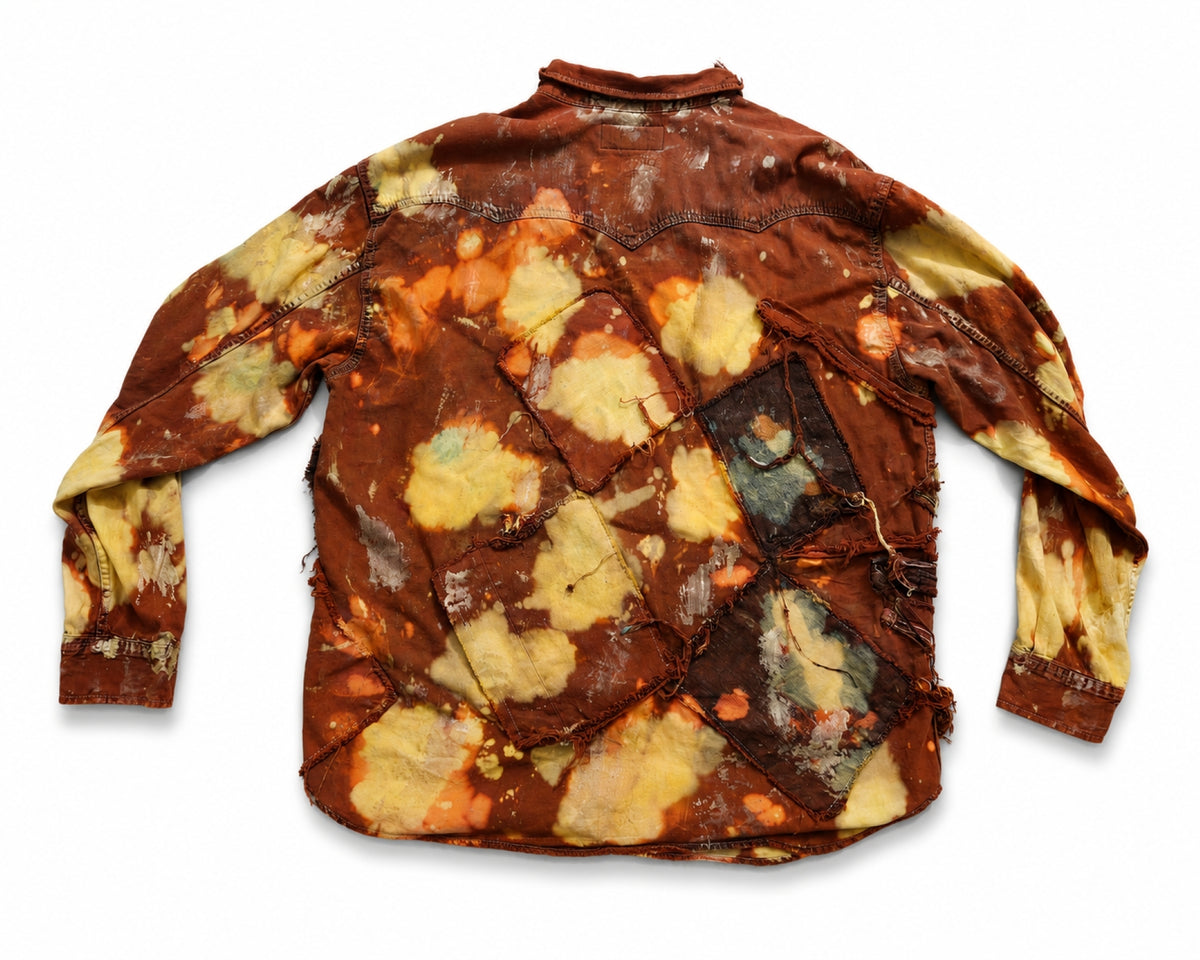 Wearable Ruins Red Gold Shredded Denim Colored Jacket D