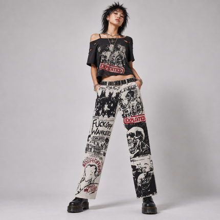 Frayed Fusion Denim Printed Jeans C