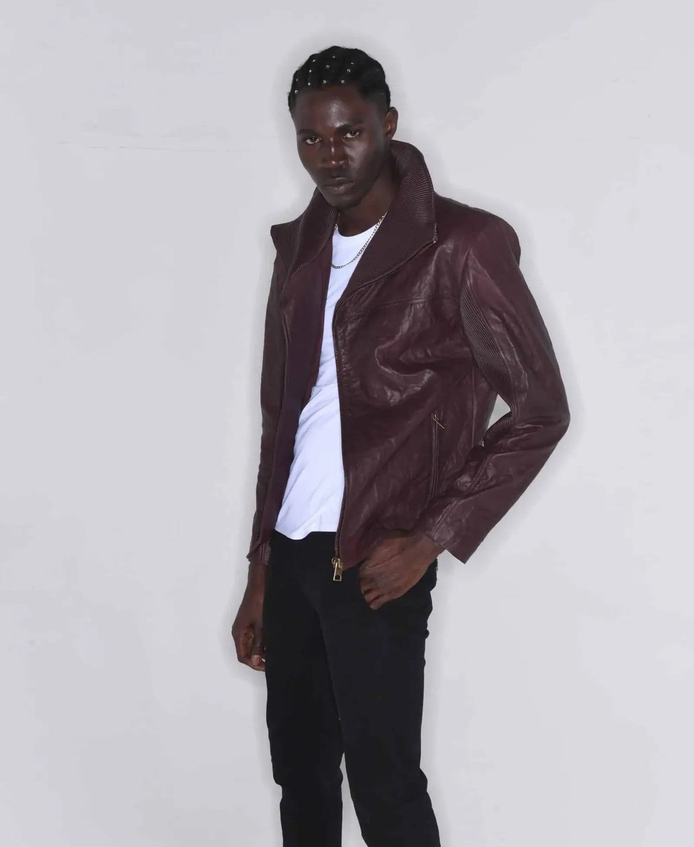 Armor Cotton Lapel Collar Leather Jacket