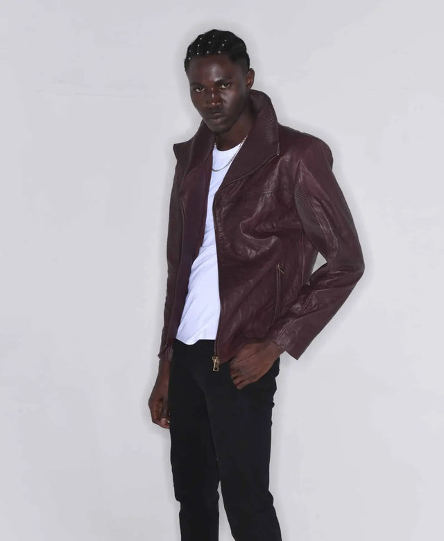 ARMOR COTTON LAPEL COLLAR LEATHER JACKET