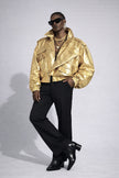 Golden Galaxy Men Leather Oversized Bomber Jacket