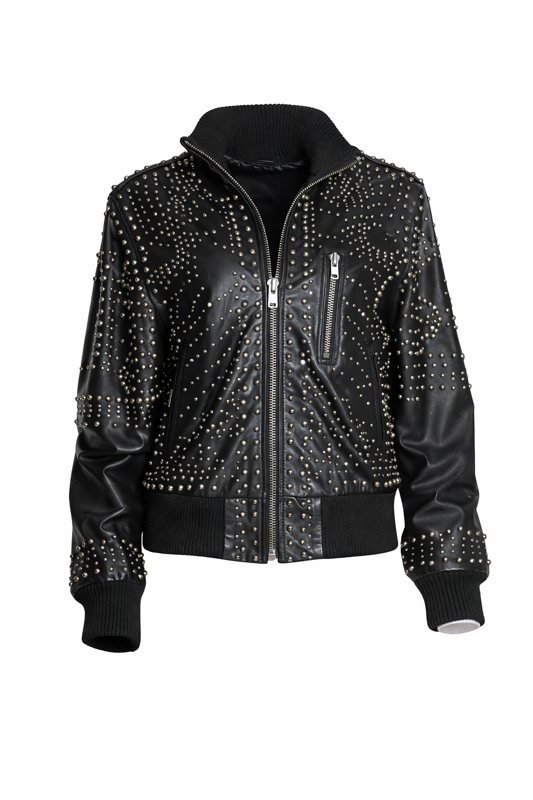 STUDD MUFFIN WOMENS LEATHER JACKET