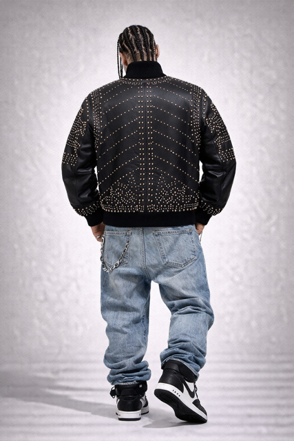 STUDD MUFFIN LEATHER JACKET MEN