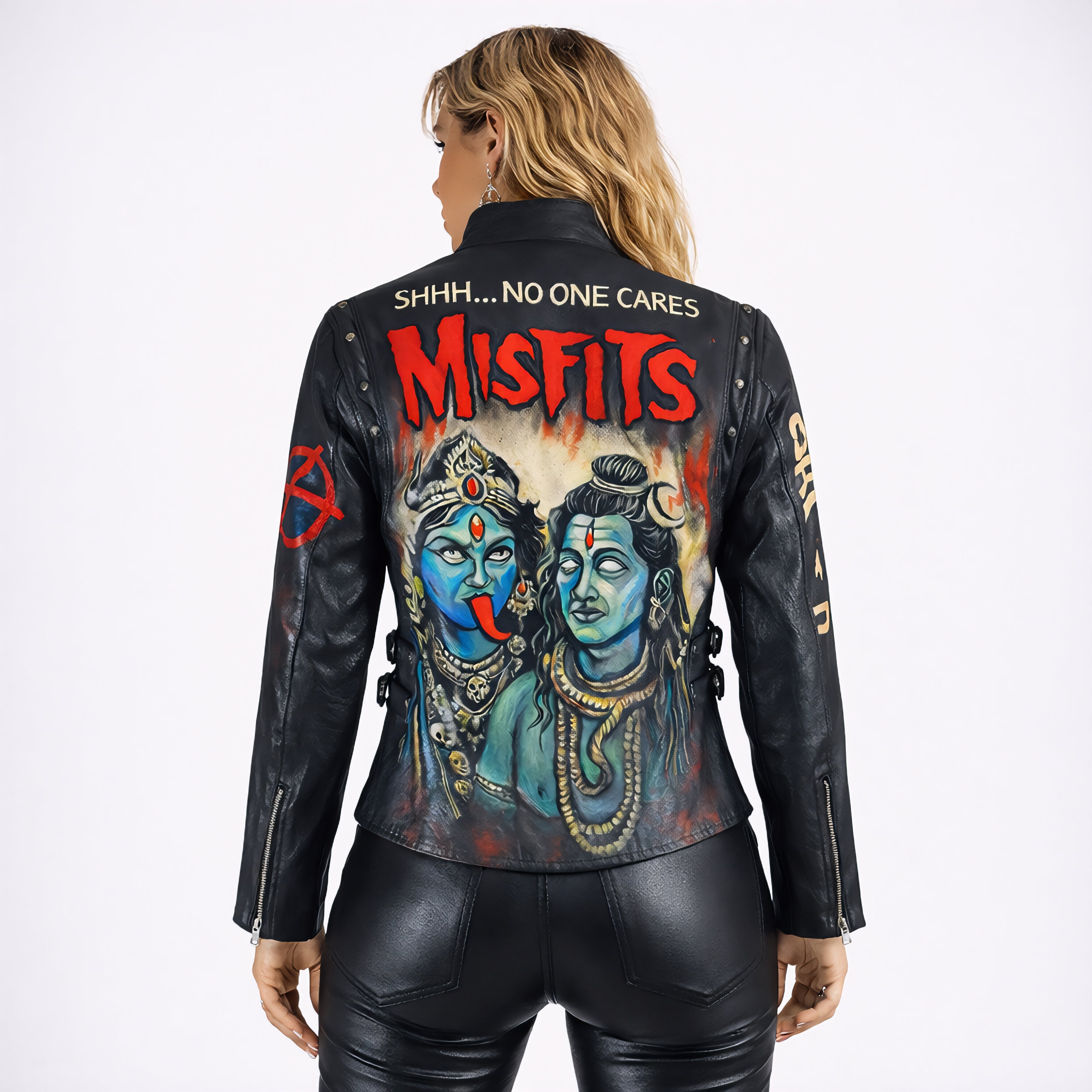 Misfits X Divinity Hand-Painted Woman Biker Jacket