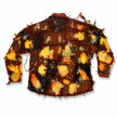 Wearable Ruins Red Gold Shredded Denim Colored Jacket B