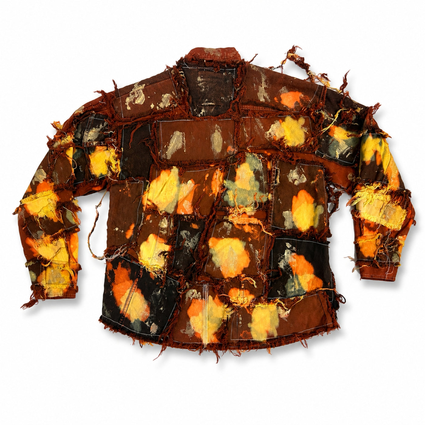 Wearable Ruins Red Gold Shredded Denim Colored Jacket B