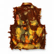 Wearable Ruins Red Gold Shredded Denim Colored Vest