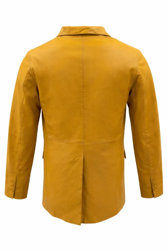 Arkas Yellow Cotton and Leather Blazer