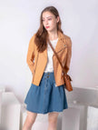 BRANDY ALEXANDER LEATHER BIKER JACKET PEACH