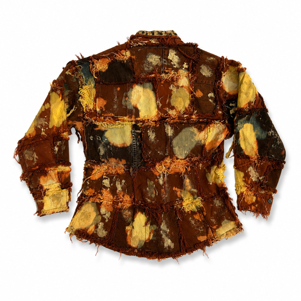 Wearable Ruins Red Gold Shredded Denim Colored Jacket A
