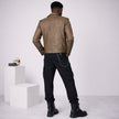 STORM RIDER DUSTY GREEN LEATHER BIKER JACKET