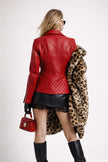 Outlaw Biker Moto Red Leather Jacket