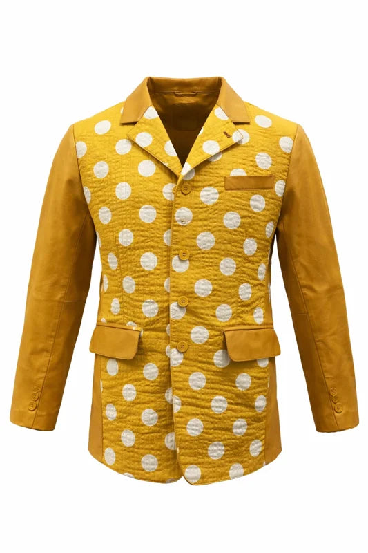 Arkas Yellow Cotton and Leather Blazer