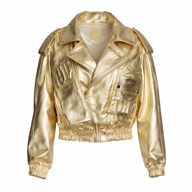 Golden Galaxy Men Leather Oversized Bomber Jacket