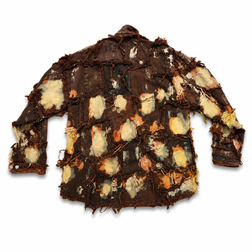 Wearable Ruins Red Gold Shredded Denim Colored Jacket F