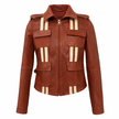 Brick Men Striped Motto Leather Jacket