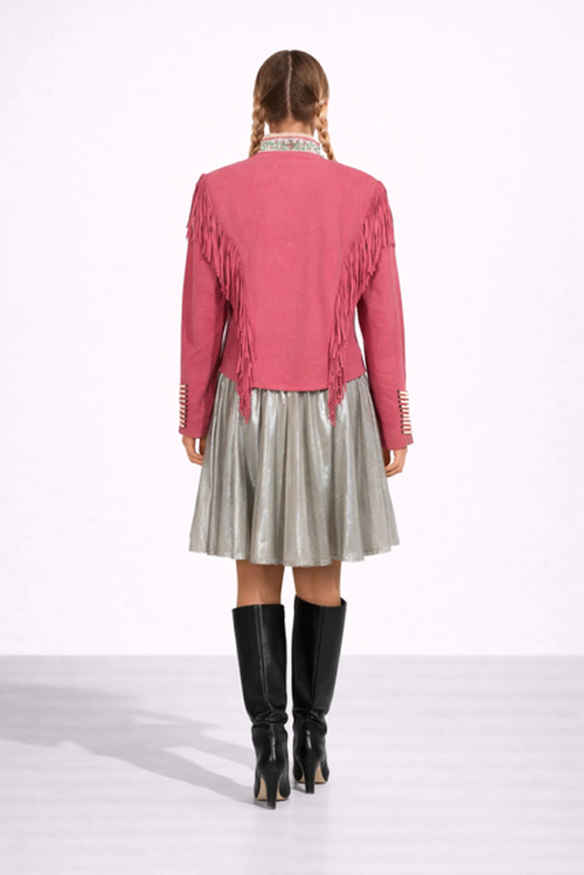 WARRIOR ROSE SUEDE JACKET WITH FRINGES AND BEATS