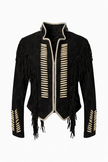 WARRIOR BLACK SUEDE JACKET WITH FRINGES AND BEATS
