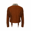 WARRIOR CAMEL SUEDE JACKET WITH FRINGES AND BEATS