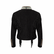 WARRIOR BLACK SUEDE JACKET WITH FRINGES AND BEATS