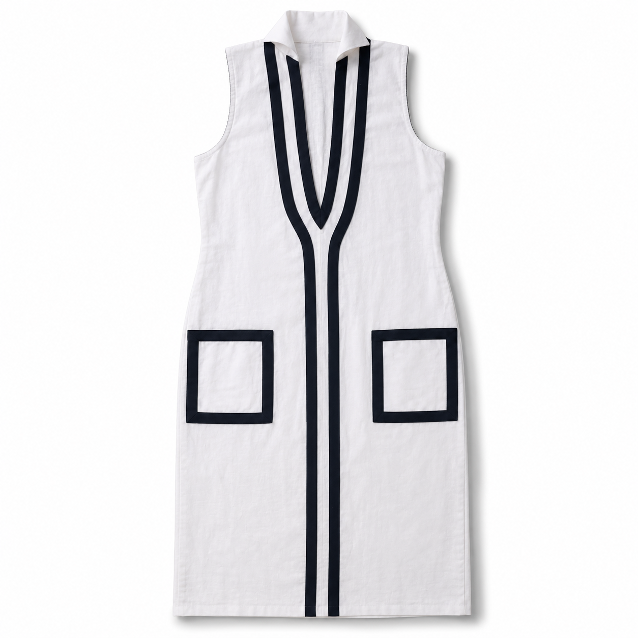 Linen Contrast Trim Maxi Dress