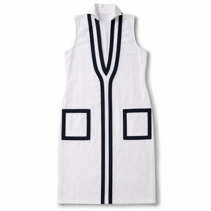 Linen Contrast Trim Maxi Dress