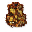 Wearable Ruins Red Gold Shredded Denim Colored Vest