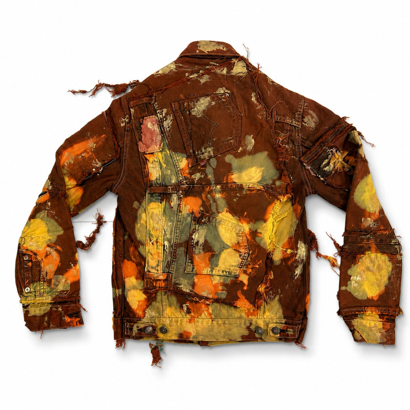 Wearable Ruins Red Gold Shredded Denim Colored Jacket