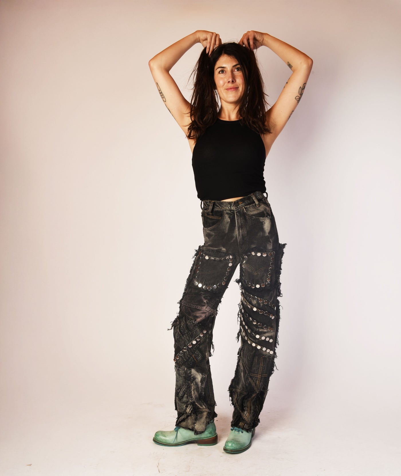 Carbon Clash Studded Denim Jeans