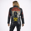Hand-Painted Women Leather Biker Jacket