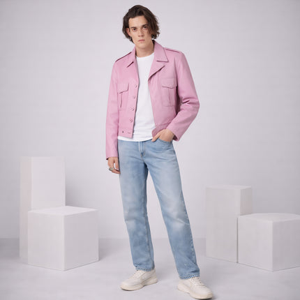 ENTICER PINK UNIFORM LEATHER JACKET