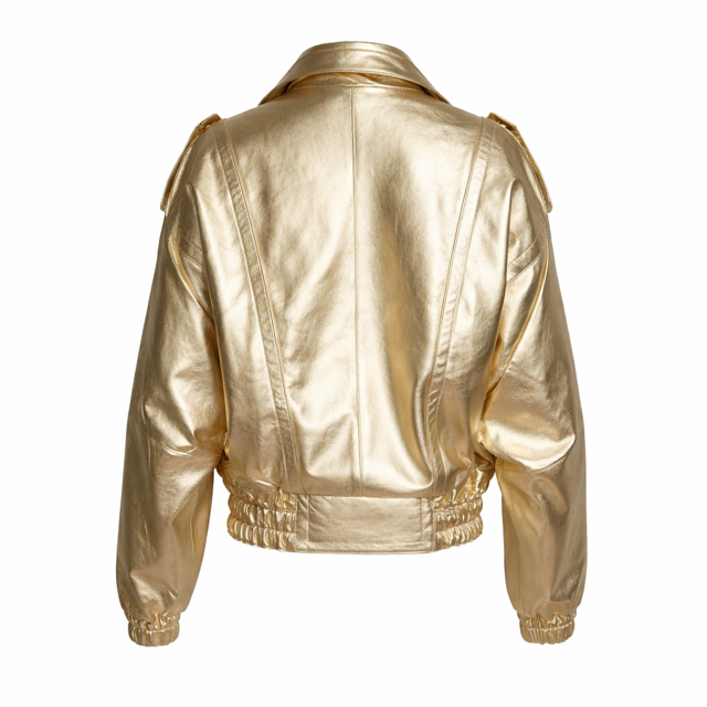 Golden Galaxy Men Leather Oversized Bomber Jacket
