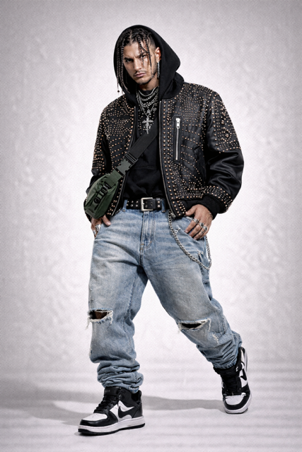 STUDD MUFFIN LEATHER JACKET MEN