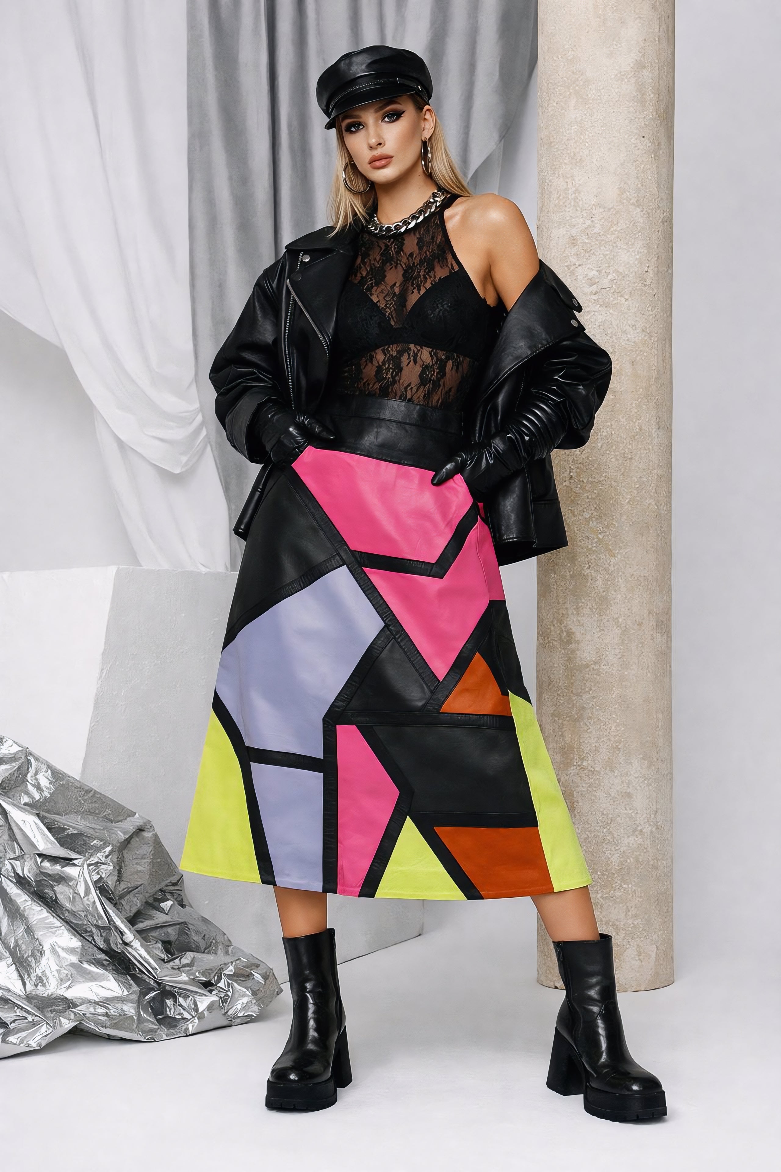 VIRAGO II LEATHER LONG SKIRT