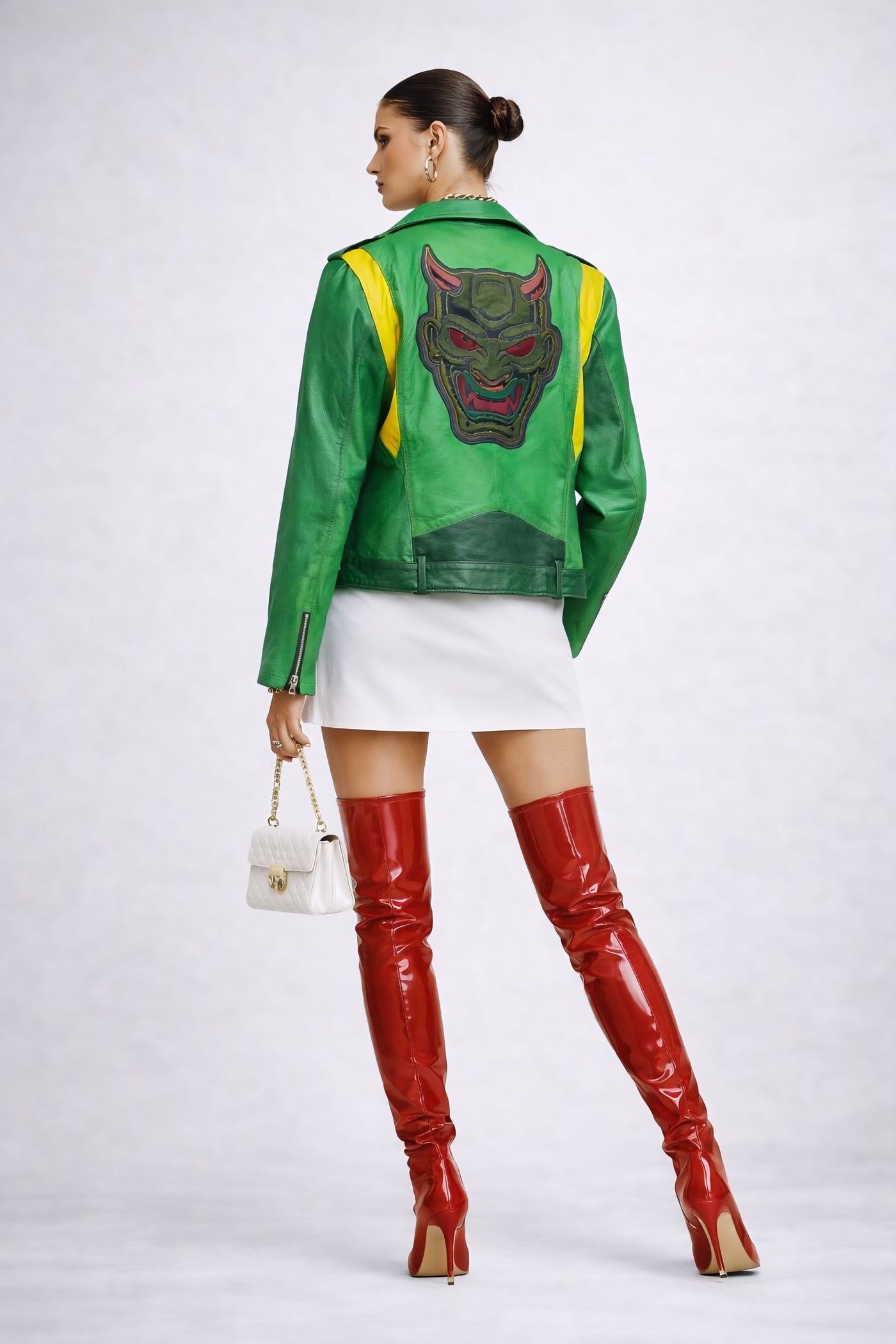 Oni Mask Biker Leather Jacket