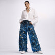 Wearable Ruins Blue Shredded Wide Leg Colored denim pants